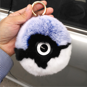 Yongze real conejo piel bola llavero conejo POM redondo bola de peluche Pokemon Custom souvenir llavero fabricantes en China - Product Image 2