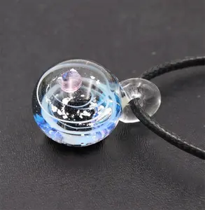 Handmade Murano Lampwork Blown Art Dichroic Glass Universe Silver Foil Star Cosmic Ball Beads Charms Pendant Jewelry Necklace