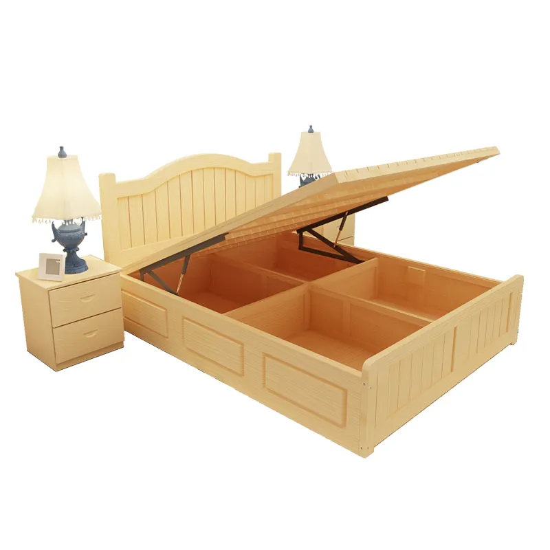high box storage bed classic king size simple and modern pine cheap wooden box bed designs furniture