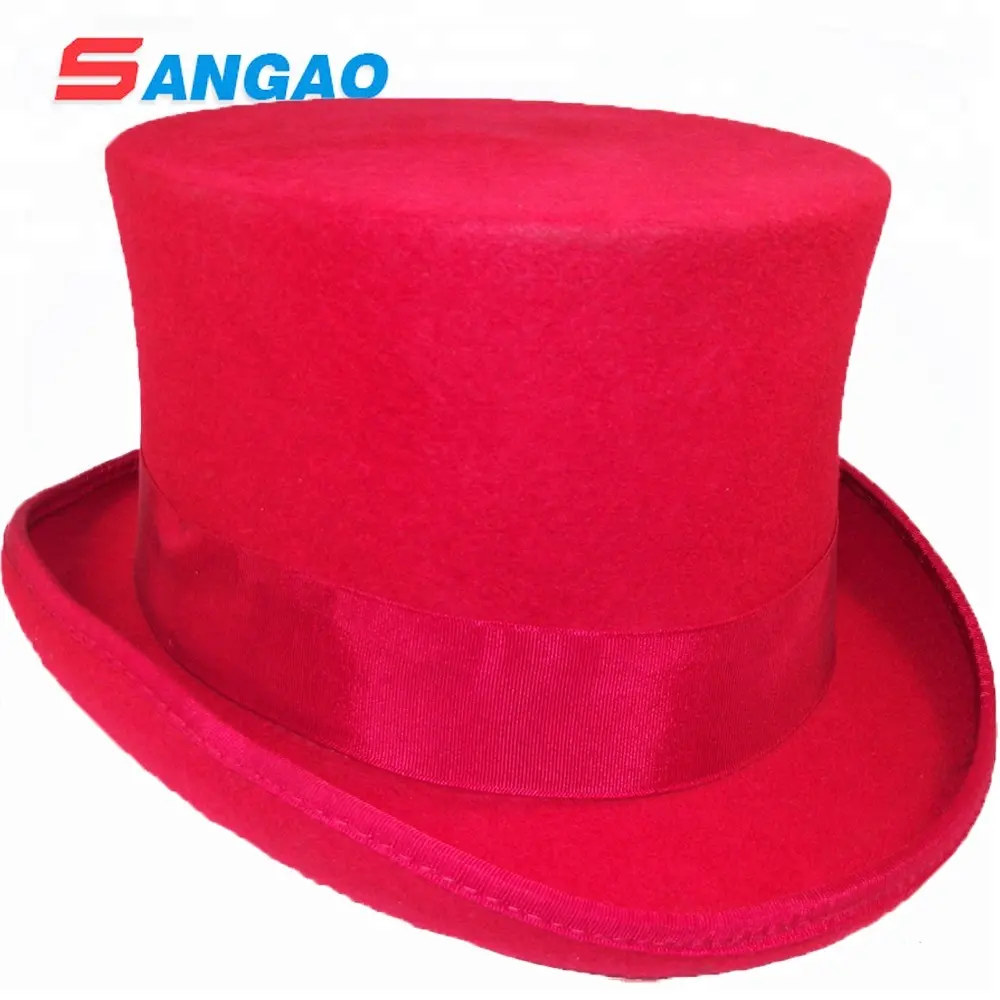 fashion 13 cm Red standard top hat for women &man100wool