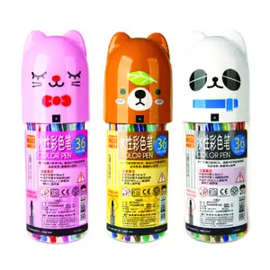 36 रंग/सेट प्यारा पानी के रंग कलम सेट पालतू ब्रश हाइलाइटर बच्चों के लिए