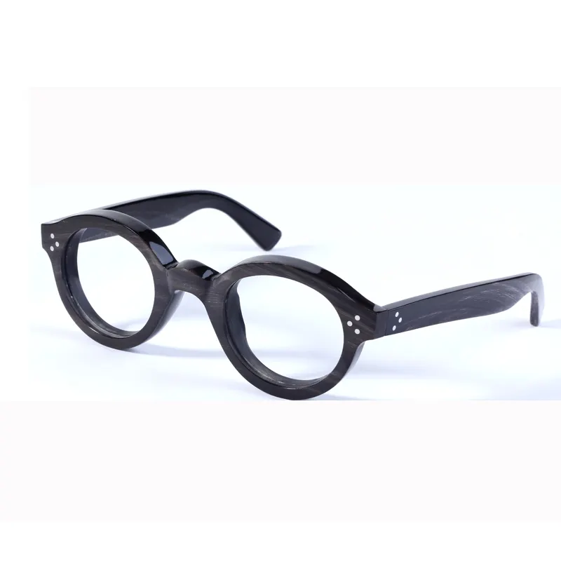 Italië Aangepaste Frame Unisex Eyewear Auto Zonnescherm Acetaat Bril Frame Zwart Buffelhoorn Brilmonturen Vintage