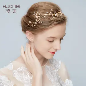 2018 Modieuze Strass Parel Haaraccessoires Hoofddeksel Wedding Bridal Bladeren Prinses Metalen Tiara Kroon