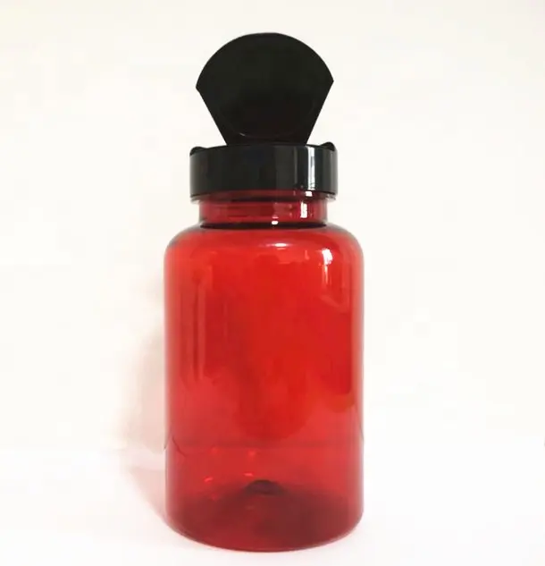 250cc Plastic Bottle 250cc PET Plastic Bottle Pharma Grade Plastic Capsule Bottle With Flip Cap Red Bottle