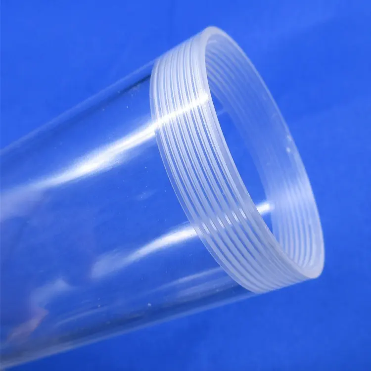 Tubo acrílico transparente com parafuso exterior, tubo acrílico transparente com rosca