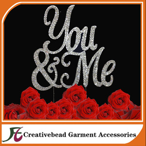 Tú <span class=keywords><strong>y</strong></span> yo plata Rhinestone Crystal Wedding Cake Topper decoración decoración - Product Image 1