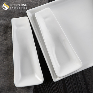 Juego de Platos y Vajilla de Cerámica <span class=keywords><strong>Rectangular</strong></span> Blanca Pulida, Ecológica, para Bodas, Restaurantes y Hoteles - Product Image 3
