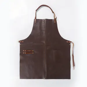 Custom Heavy Duty Flame Resistant& Heat Resistant grill leather apron with pockets