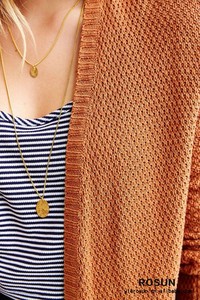 2015 mujer moda hilo que arropa longitud media chaqueta de punto marrón - Product Image 6