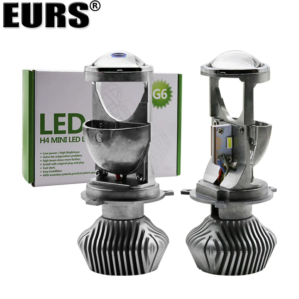 Светодиоды EURS h4 с маленьким мини-объективом для прожектора G6 12 В 24 в 35 Вт 6000 лм K h4, светодиодные мини-лампы для фар