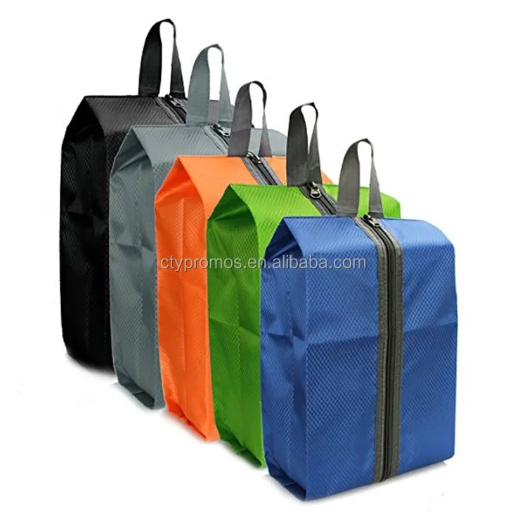 Custom Waterdichte Reizen Gym Schoen Stof Tassen Voor Mannen En Vrouwen Zwarte Draagbare Nylon Reizen Shoe Organizer Tas Met rits