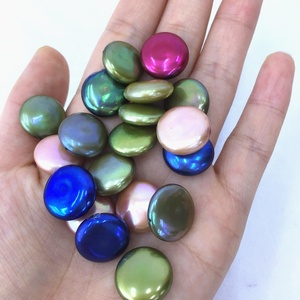 ขายส่งไม่มีหลุมทำเครื่องประดับ14-15มิลลิเมตร AAA ทั้งสองด้านเรียบหลายสีมุก - Product Image 3