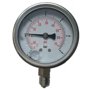2,5 '(63mm) de acero inoxidable tubo de bourdon compuesto de presión (1/4BSP hilo) 0-70psi/0-5bar