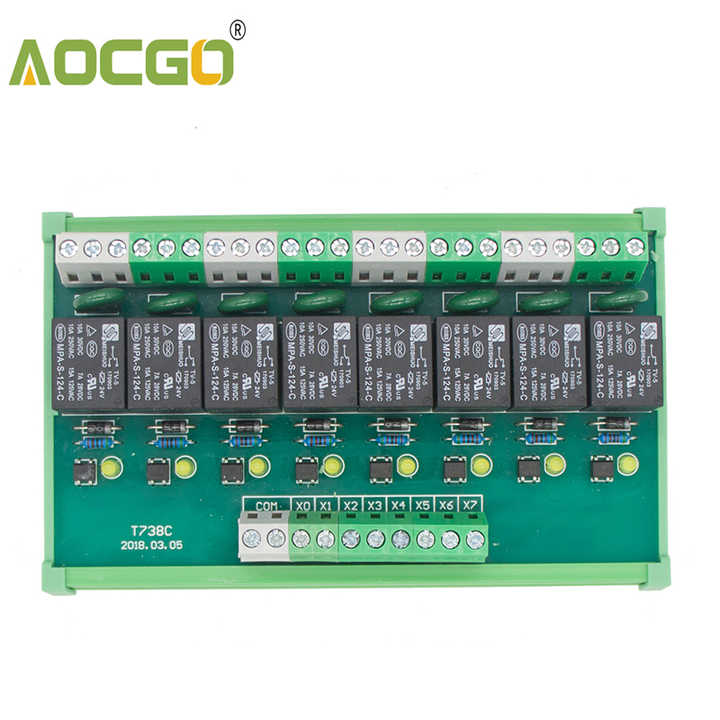 8 Channel 10A DIN Rail Mount Relay Module for Low Power Applications ...