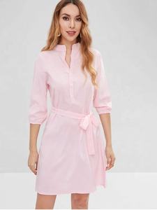 Camicia da uomo d'affari donna con maniche 3/4 abbottonata con camicia da ragazzo vestito esterno rosa - Product Image 3