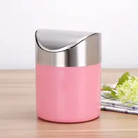 Mini poubelle de bureau en acier inoxydable/poubelle de table/poubelle avec couvercle à bascule