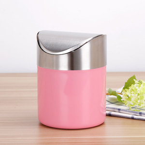 Stainless steel mini desktop trash can/table dustbin/ waste bin with swing lid