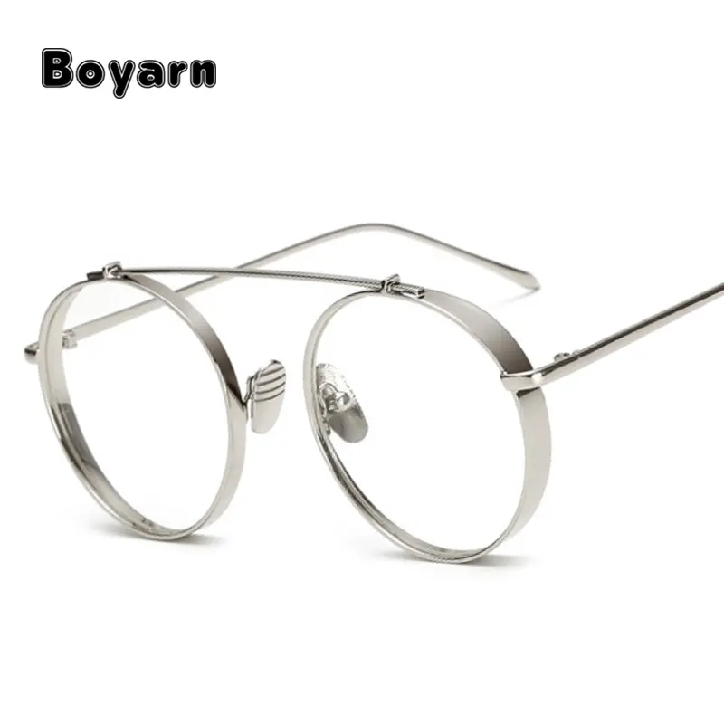 फैशन मोटी धातु चश्मा फ्रेम महिलाओं दौर Eyewear ब्रांड डिजाइनर रेट्रो पुरुषों स्पष्ट लेंस चश्मा फ्रेम