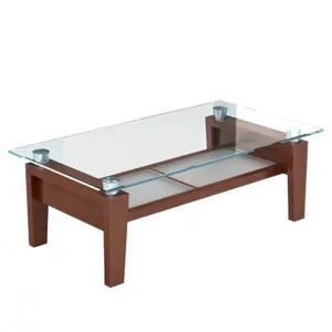 cheap glass top wood leg office coffee table