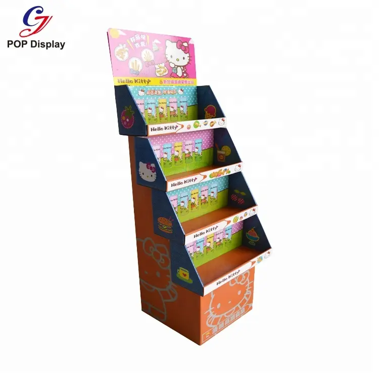 Plantilla de cartón Soporte de exhibición Promoción Estante de exhibición corrugado Estante de papel Supermercado PDQ Soporte apilado para niños Coche de juguete