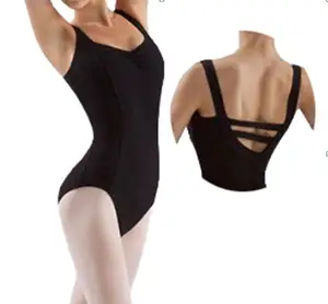 Cl00450 camisola alça larga duas alças, collant de balé para dança feminino