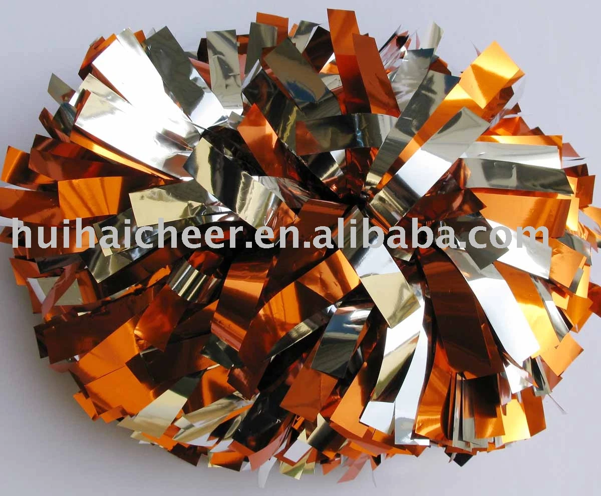 Серебристый смешанный металлический оранжевый помпон