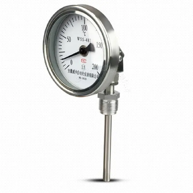 Bimetaal Thermometer WSS-411 Radiale Pointer Boiler Pijp Oven Industriële Thermometer Meten 0-100 200 300 400 500 600 Graden