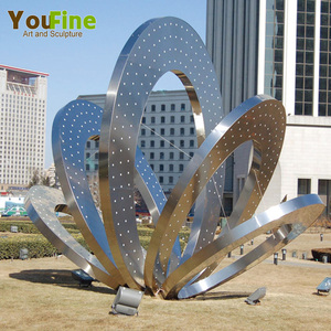 YOUFINE 大型屋外公園装飾 ステンレス製蓮の花都市彫刻像 - Product Image 4