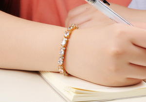 Pulseira feminina cristal dourada, bracelete modelo mais novo - Product Image 4