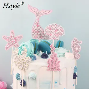 Mermaid Cupcake Topper Picks Cake Decorations Supplies für Baby Shower Birthday Party Favors Seashell, Seahorse, Starfish PQ334