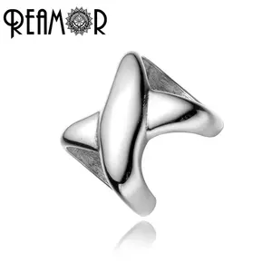 REAMOR 316l Stainless steel X Letter Metal Beads 12*6mm Square Hole Beads for Jewelry Making Men Bracelets Bangle DIY Beads