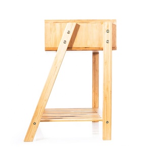 <span class=keywords><strong>Table</strong></span> d'angle en bambou, support <span class=keywords><strong>de</strong></span> chevet, avec rangement ouvert et étagère multi-usages - Product Image 3