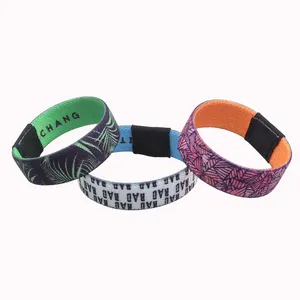 2024 Cheap custom wristbands bracelets sublimation polyester festival event woven fabric elastic Wristband with logo