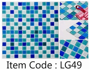 Color azul brillante <span class=keywords><strong>mar</strong></span> mosaico de vidrio piezas antideslizante piscina azulejos de mosaico - Product Image 6