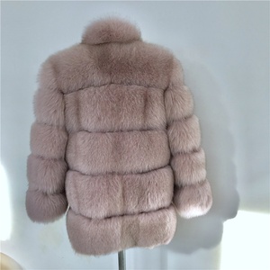 Abrigo de piel de zorro Real de estilo largo de Invierno para mujer al por mayor - Product Image 3