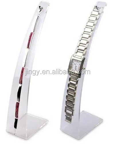 Factory custom frosted L shape white pmma plexiglass acrylic bracelet watch display stand rack holder acrylic watch holder
