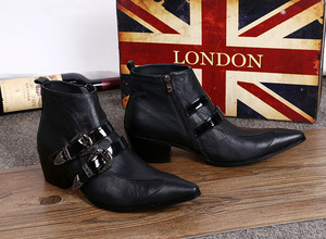 NA044 Stivali in Pelle da <span class=keywords><strong>Uomo</strong></span> alla Moda <span class=keywords><strong>con</strong></span> Punta Affusolata Impermeabili Caldi <span class=keywords><strong>con</strong></span> Pelliccia Stivaletti da <span class=keywords><strong>Uomo</strong></span> Stile Britannico - Product Image 2