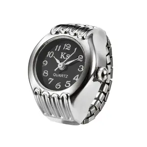 多指戒指手表豪华女士迷你手表粉色表盘复古经典优雅石英指环手表
