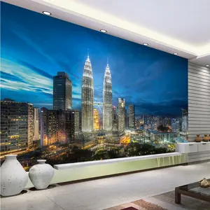 Wallpaper Projector Modern City Night View HD Mural Corridor Wallpaper In Guangzhou Wood Finish Wallpaper