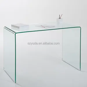 Móveis acrílico atacado dobrável curvado personalizado acrílico vidro verde sala de estar mesa console longa