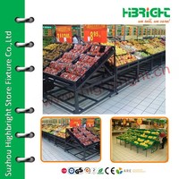 Highbright Factory groentepresentatiestandaard houten eiland supermarkt productrekken