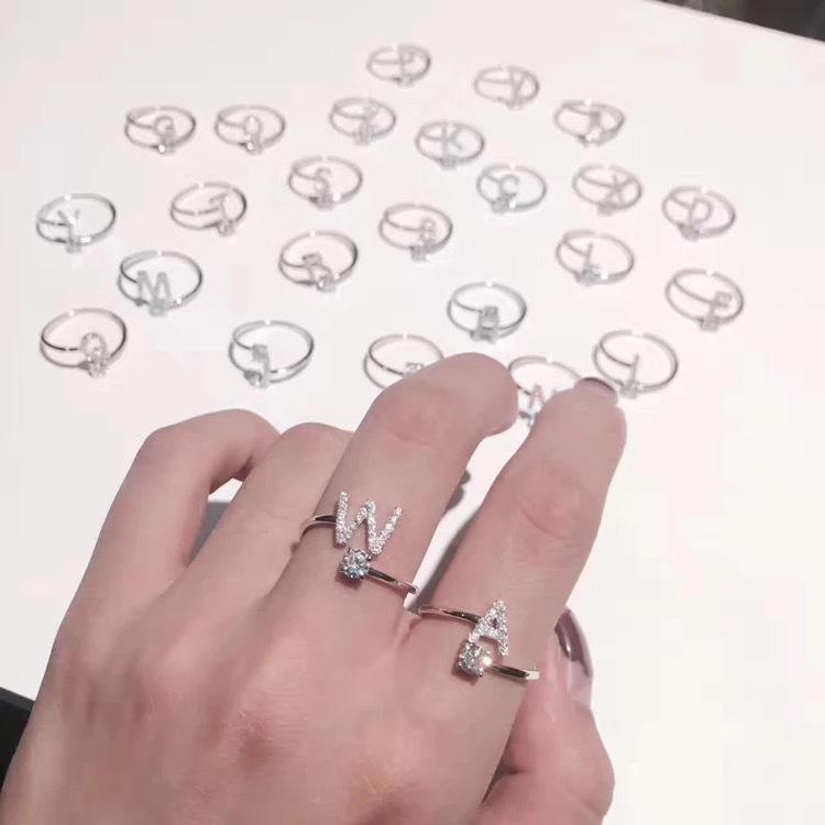 Silver Ring Designs with s Letter 925 Silver Letter Ring for Girls
