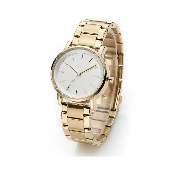 Custom Minimalist Women Wrist Watch 2035 Japan Movement Round Golden Case Quartz Watches For Lady