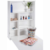 Mesa de ordenador plegable montada en la pared, escritorio con estante para ahorro de espacio, uso doméstico