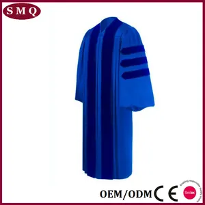 Customized Uk Graduation Gown With Velvet Doctoral Graduation Robe