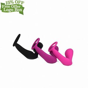 Kostenlose individuelle Schachtel  wasserdichtes Silikon-Spielzeug zum Sexvibrieren Po-Splug Prostata-Massagegerät mit Penisring - Product Image 4