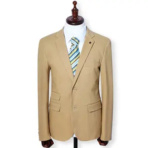 Abrigo de Otoño de un solo pecho elegante tela de algodón beige slim fit casual Blazers chaquetas y abrigos para hombres