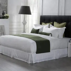 Twin Size <strong>Green</strong> Color <strong>Bed</strong> Runner and Decorative Cushion Luxury <strong>Bed</strong> <strong>Sheets</strong> - Product Image 1