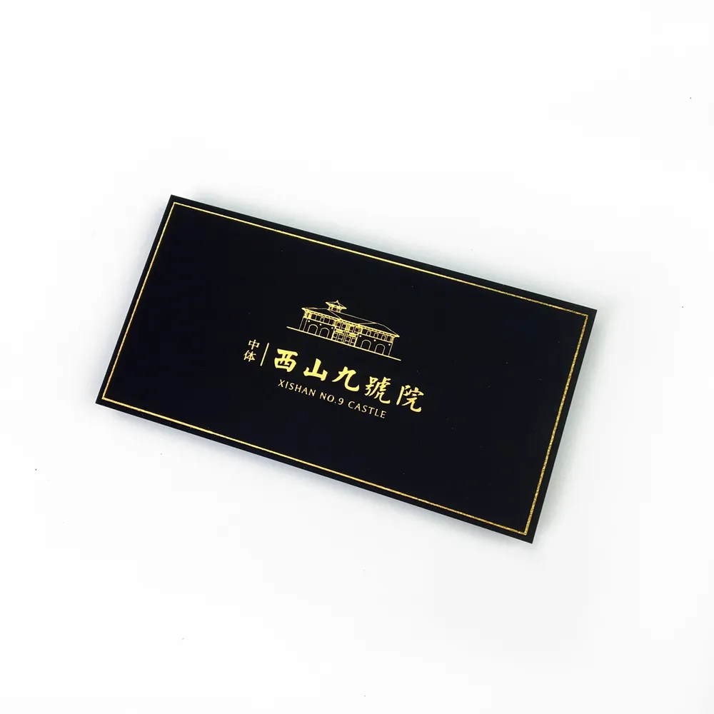 Gold folie logo schwarz karte karton visitenkarte für arbeit