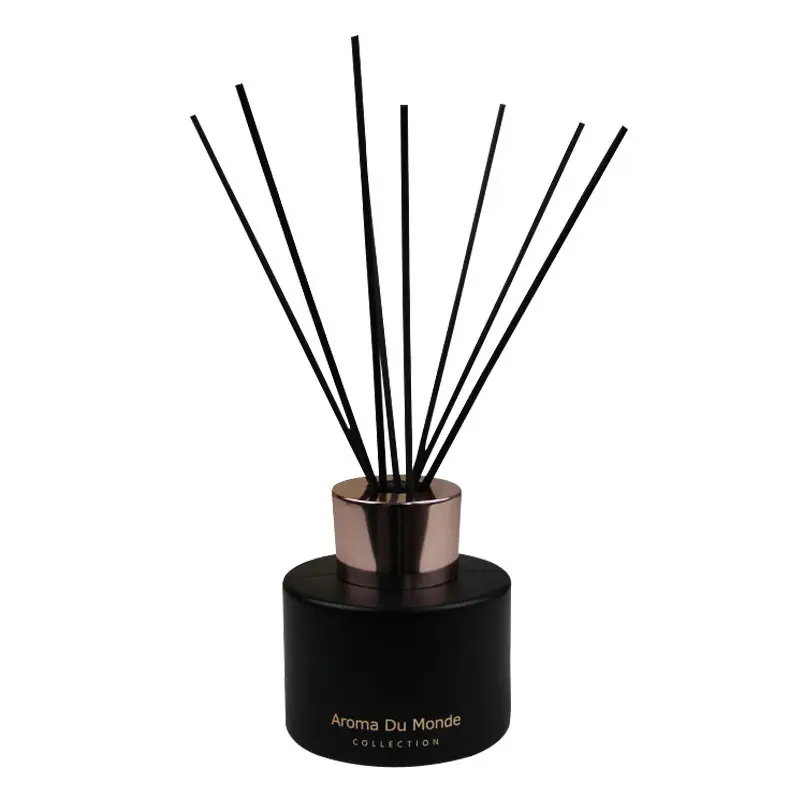 Custom Home Geur Aroma mat zwart Glas Reed Diffuser Met Zwarte katoenen Sticks